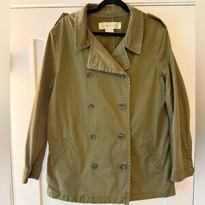 Women’s Treasure & Bond Olive Green Pea Coat | Size Large